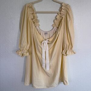 Rumored Cream Gingham Ruffle Mini Dress